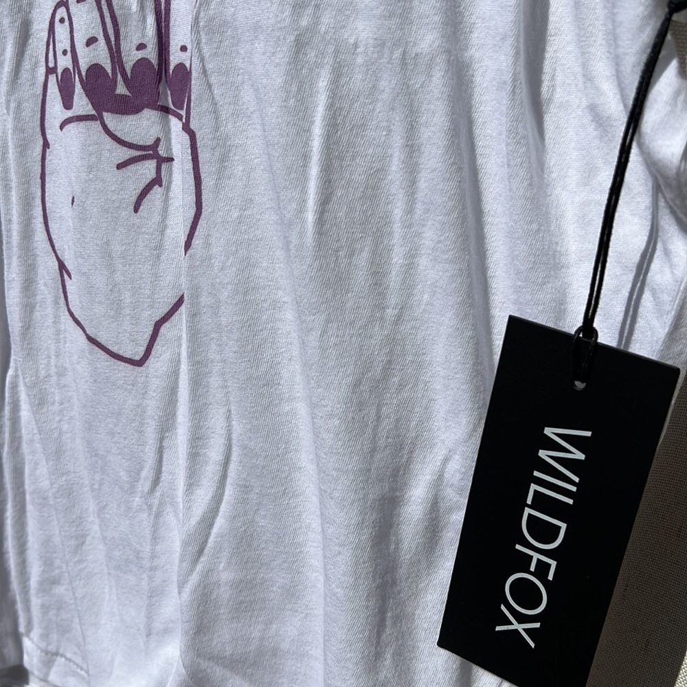 WILDFOX Love signs keke graphic tee shirt white size M - Picture 4 of 9